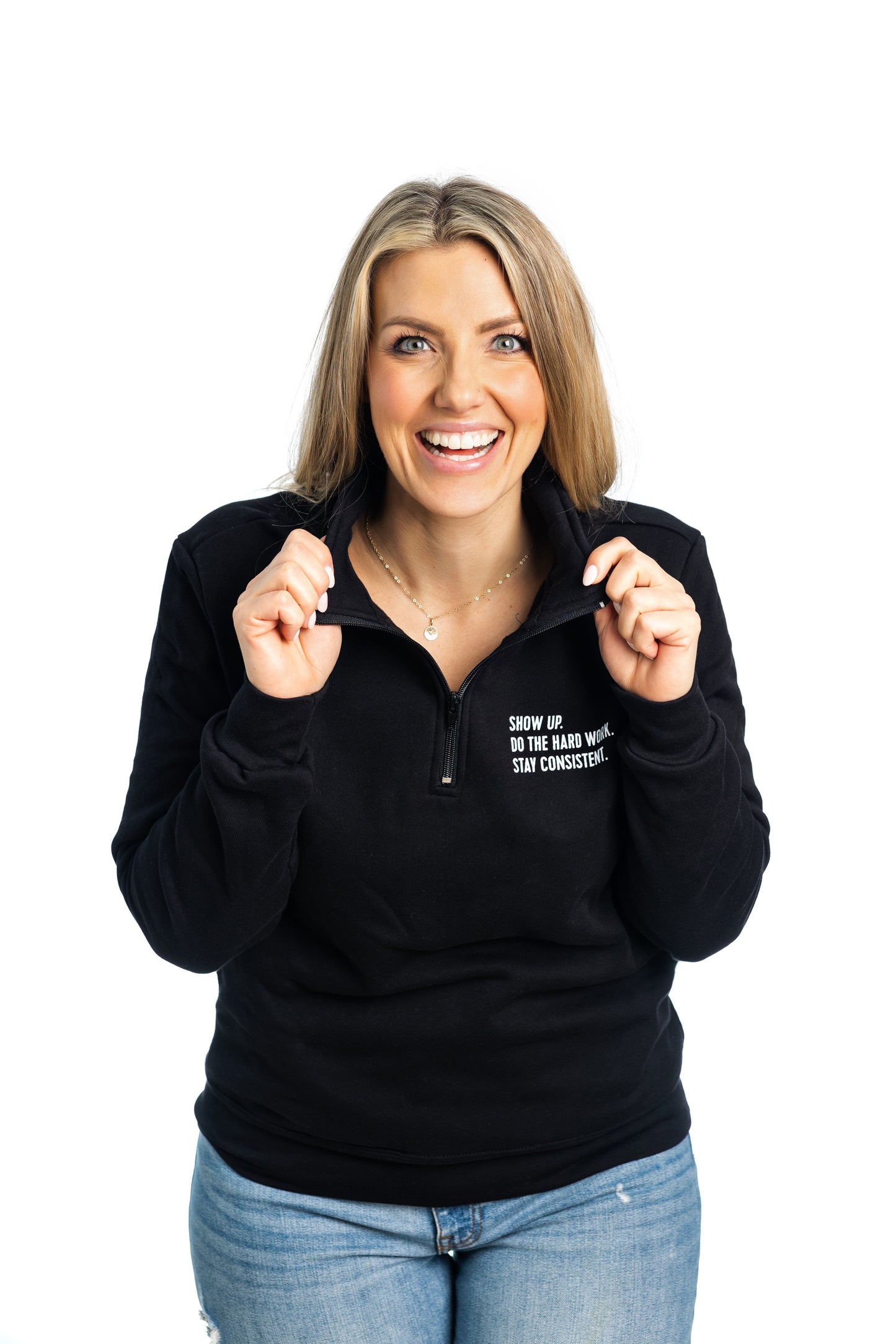 STAY CONSISTENT|| 1/4 ZIP ADULT BLACK