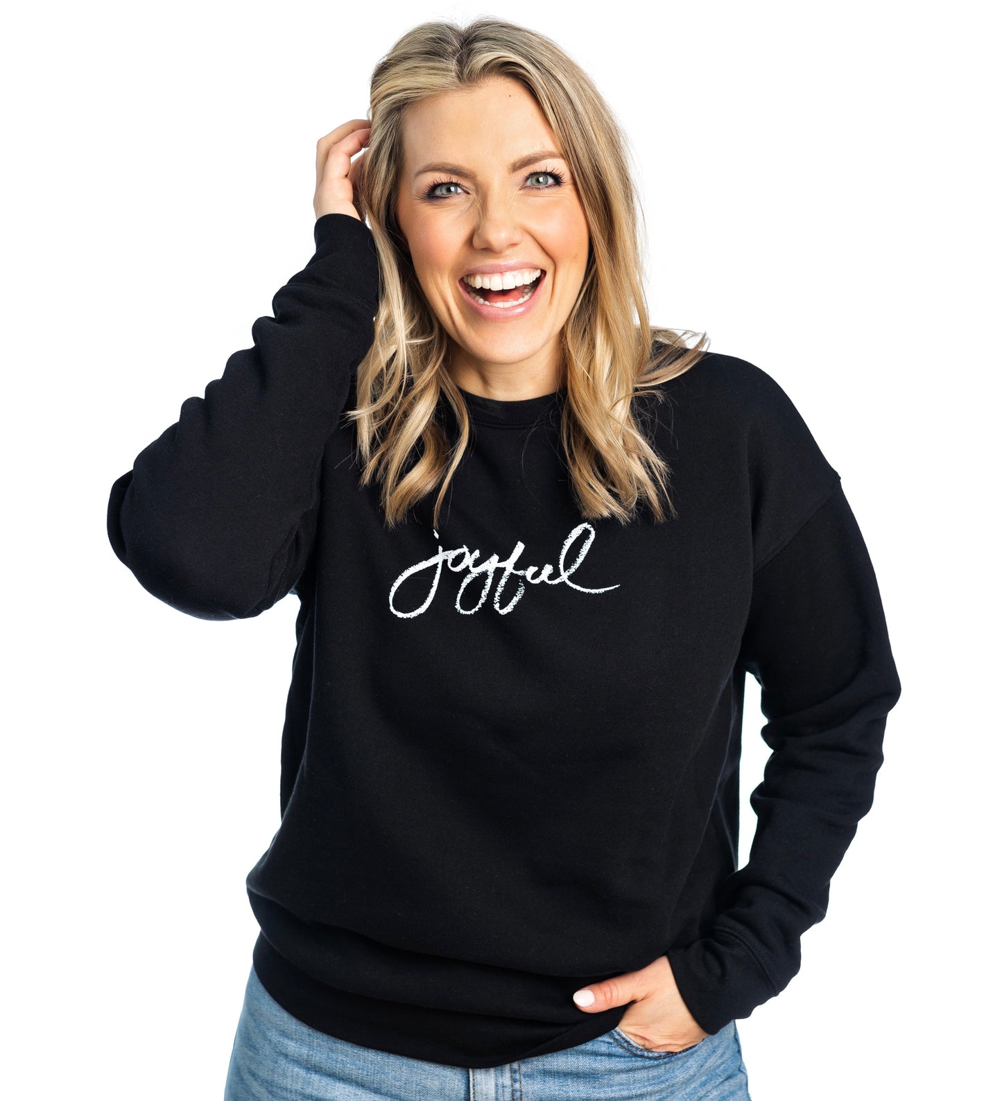 JOYFUL|| LIPSTICK BLACK ADULT CREW