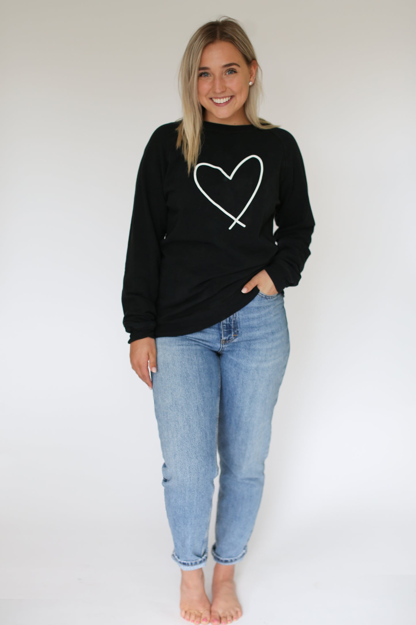 HEART || ADULT CREW BLACK ORIGINAL *** PRE SALE WILL SHIP IN LATE FALL***