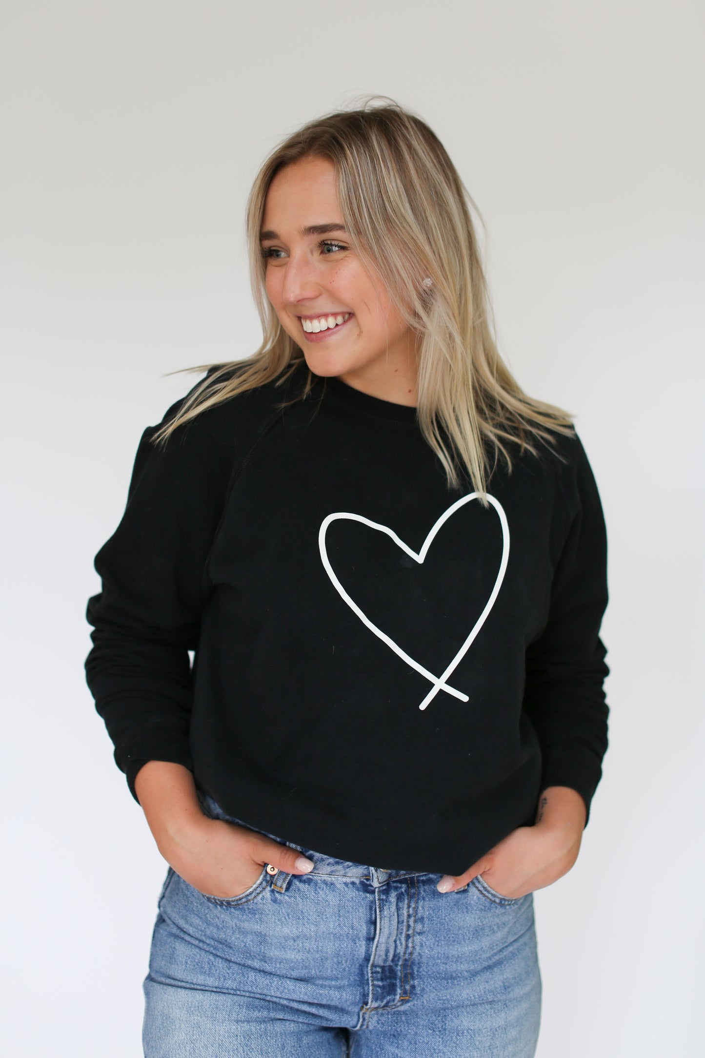 HEART || ADULT CREW BLACK ORIGINAL *** PRE SALE WILL SHIP IN LATE FALL***