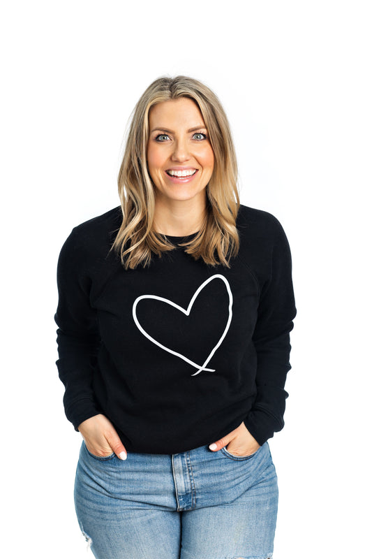 HEART || COZY CREW ADULT BLACK **** PRE SALE ORDERS WILL SHIP LATE AUGUST ****